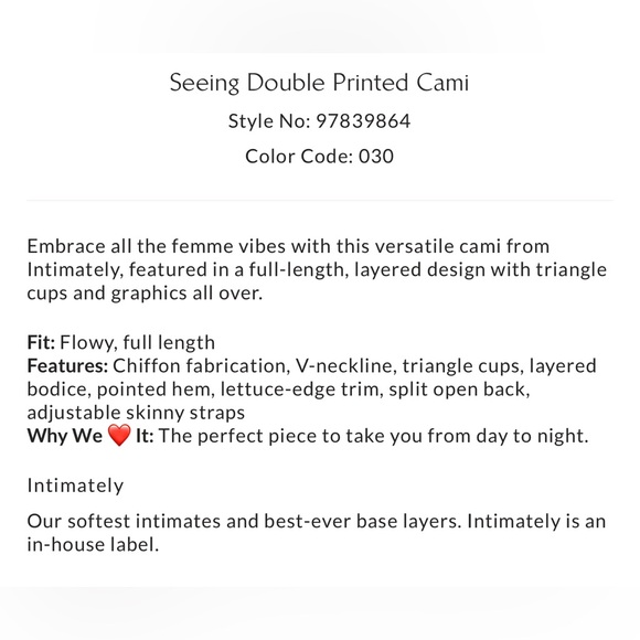 Free People Seeing Double Printed Cami in Washed Black size Medium NWT - Picture 5 of 12